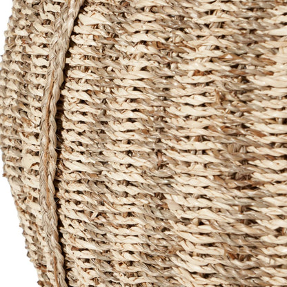 Seagrass and Palm Leaf Natural Striped Round Baskets (Set of 3)