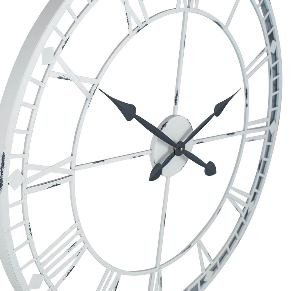 Metal Antique Grey Round Wall Clock Large