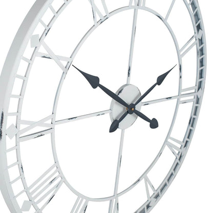 Metal Antique Grey Round Wall Clock Large