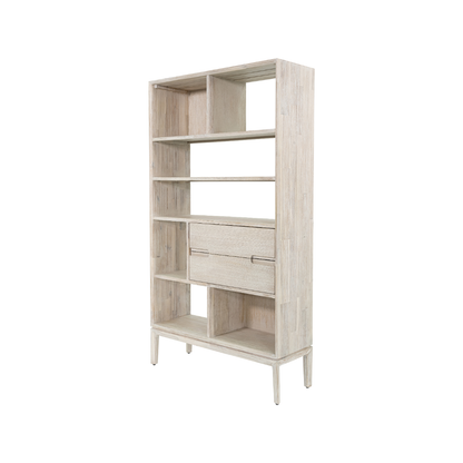 Gio White Sand Acacia Wood Shelf Unit