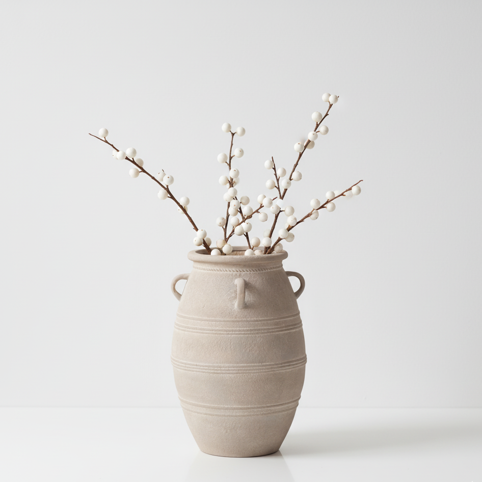 Fibrestone Grey Wash Decorative with Handles Large Vase