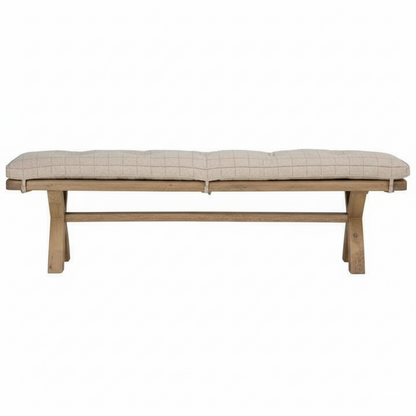 Eaton Country Oak 2.0m Beige Check Bench Cushion