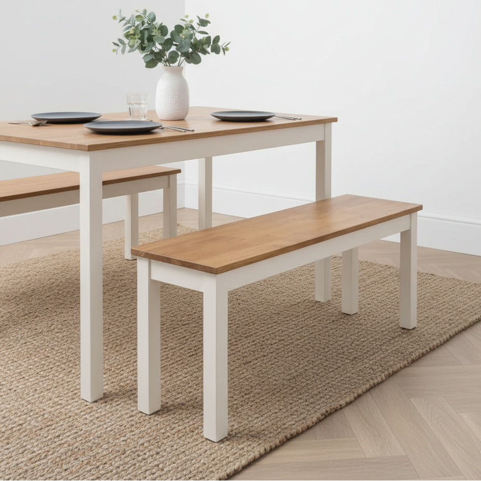Coxmoor Ivory & Oak Dining Bench