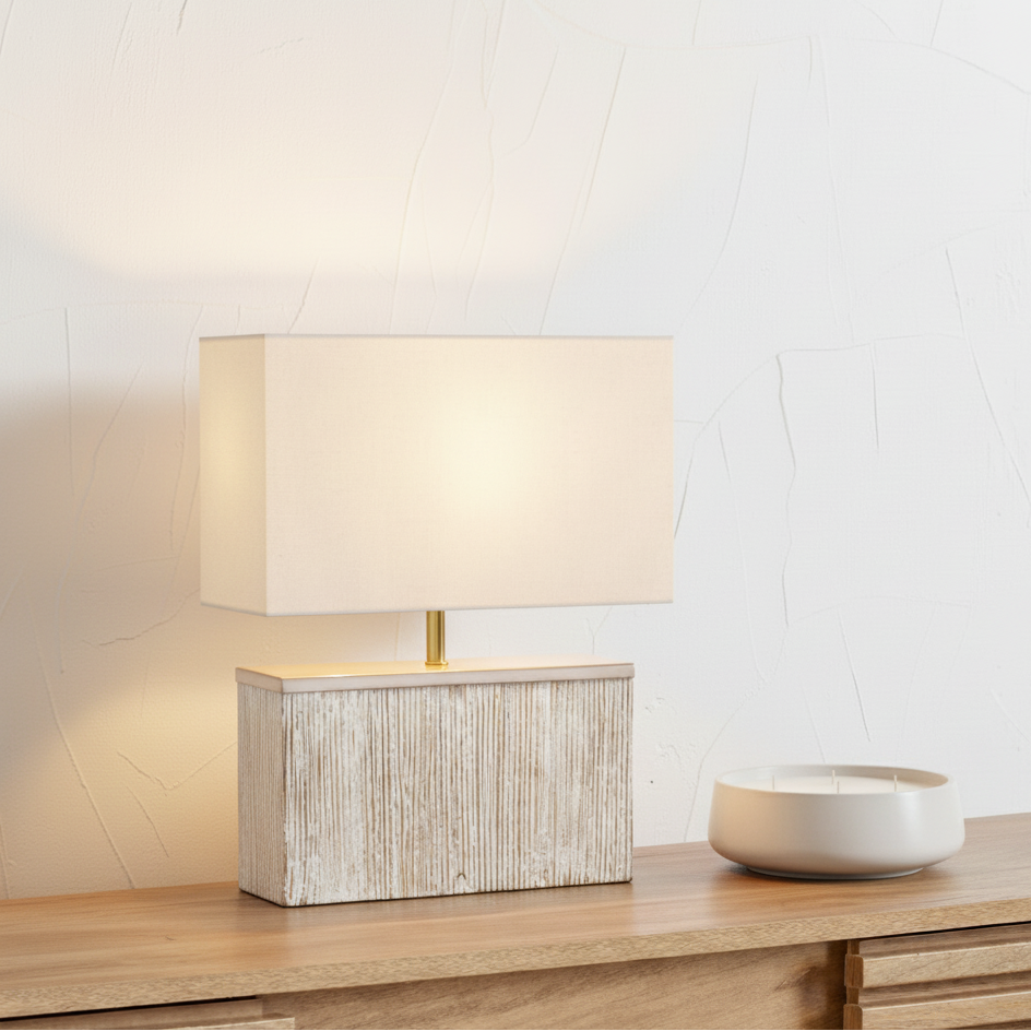 Hampton Wood White Wash Table Lamp