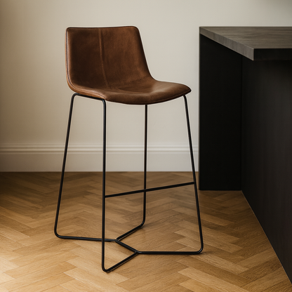 Joren Tan Brown PU Leather Bar Stools (Set of 2)