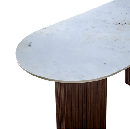 Opal Mango Wood Dining Table With Marble Top