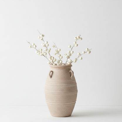 Fibrestone Grey Wash Decorative with Handles Vase