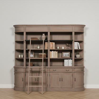 Arbouré Large White Cedar Bookcase with Ladder