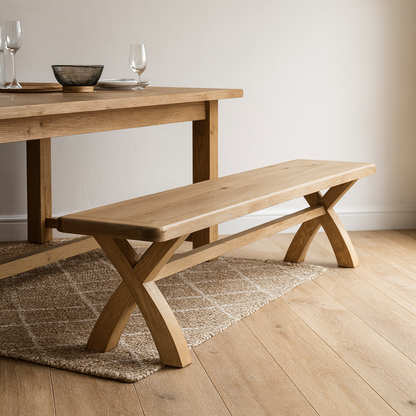 Eaton Country Oak 2.0m Cross Leg Dining Bench