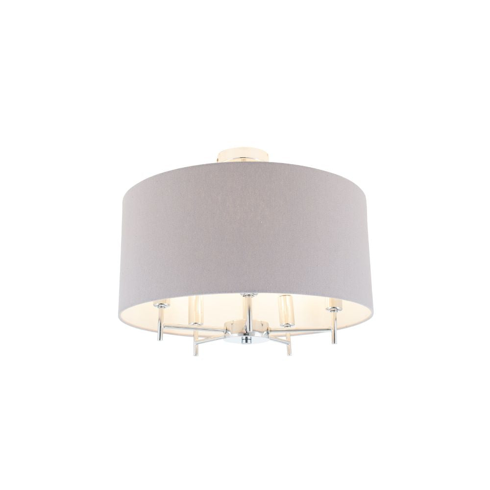 Plaza Silver Metal and Grey Linen Pendant