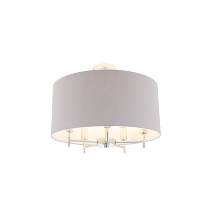 Plaza Silver Metal and Grey Linen Pendant