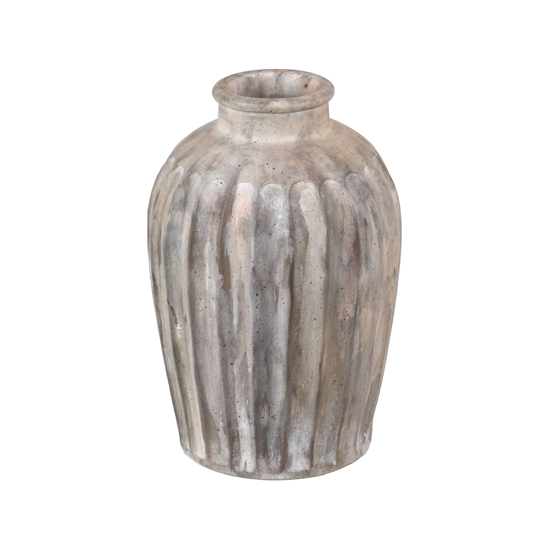Ambrosia Natural Grooved Stoneware Vase