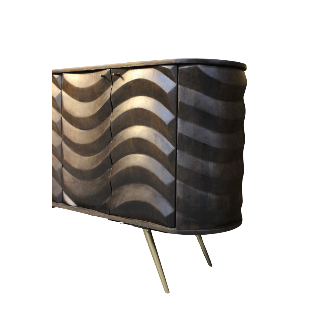 Aranya Solid Wood 4 Door Lehar Sideboard