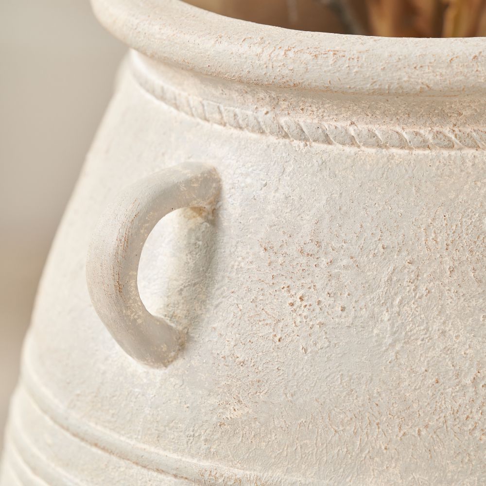 Fibrestone Grey Wash Decorative with Handles Large Vase