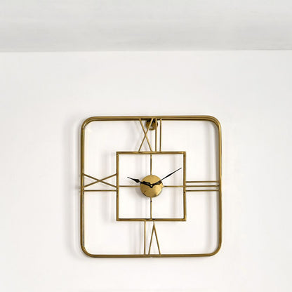 Metal Double Framed Gold Square Wall Clock