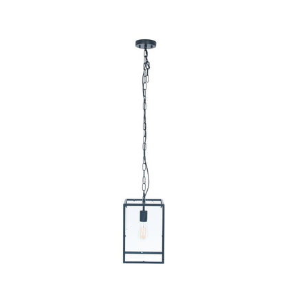 Llewellyn Matte Black Metal and Glass Pendant