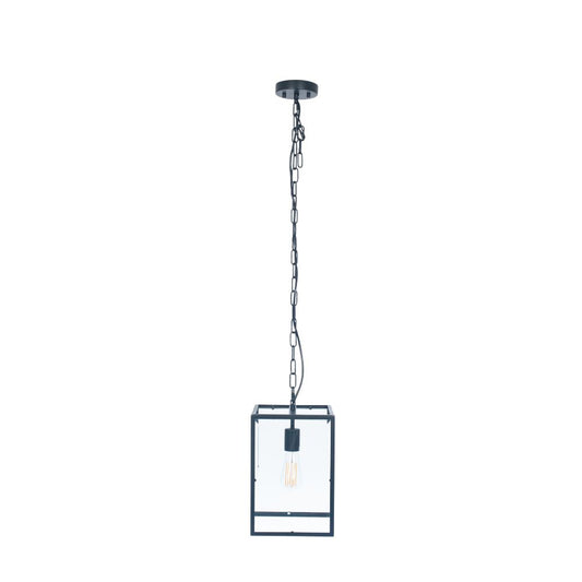Llewellyn Matte Black Metal and Glass Pendant