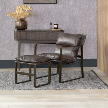 Nico Leather Chair and Footstool