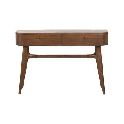 Elias Dark Ash Wood Retro 2 Drawer Console Table