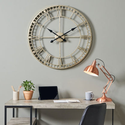 Metal Antique Gold Round Wall Clock Large