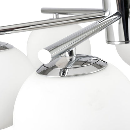 Asterope 6 White Orb and Shiny Chrome Metal Pendant