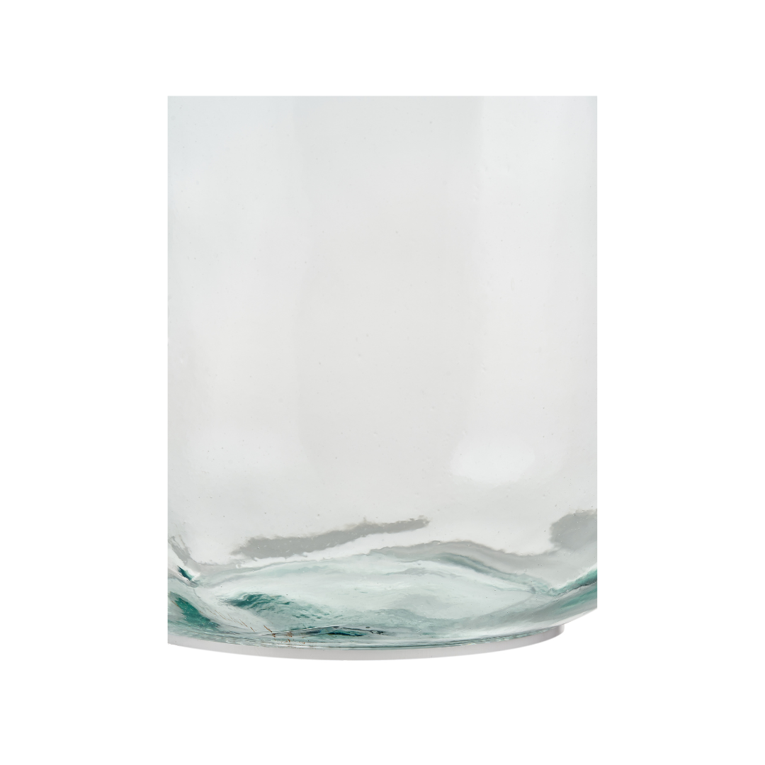 Clear Recycled Large Bottle Vase With A Raffia Wrapped Neck