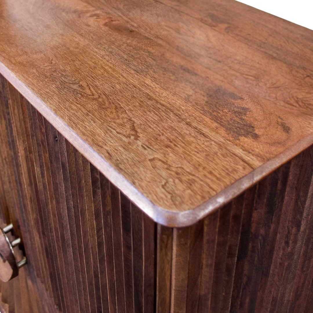 Aranya Solid Wood 2 Door Chip Pattern Cabinet