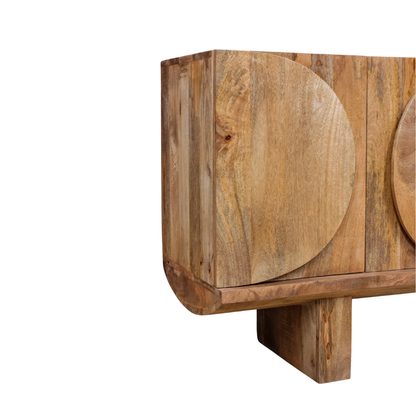 Aranya Solid Wood Oval Design 4 Door Sideboard