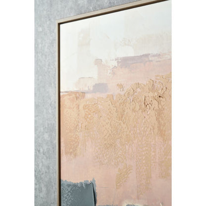 Abstract Square Canvas White and Terracotta with Oak Effect Frame