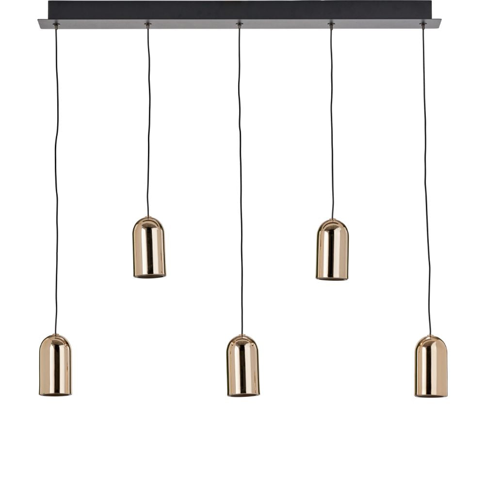 Xena Black and Rose Gold Metal 5 Drop LED Pendant