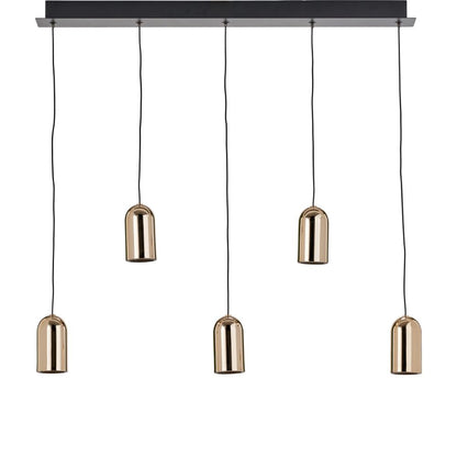 Xena Black and Rose Gold Metal 5 Drop LED Pendant