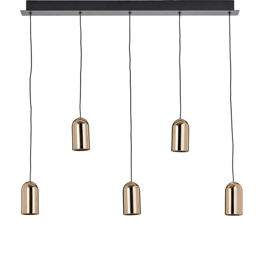Xena Black and Rose Gold Metal 5 Drop LED Pendant