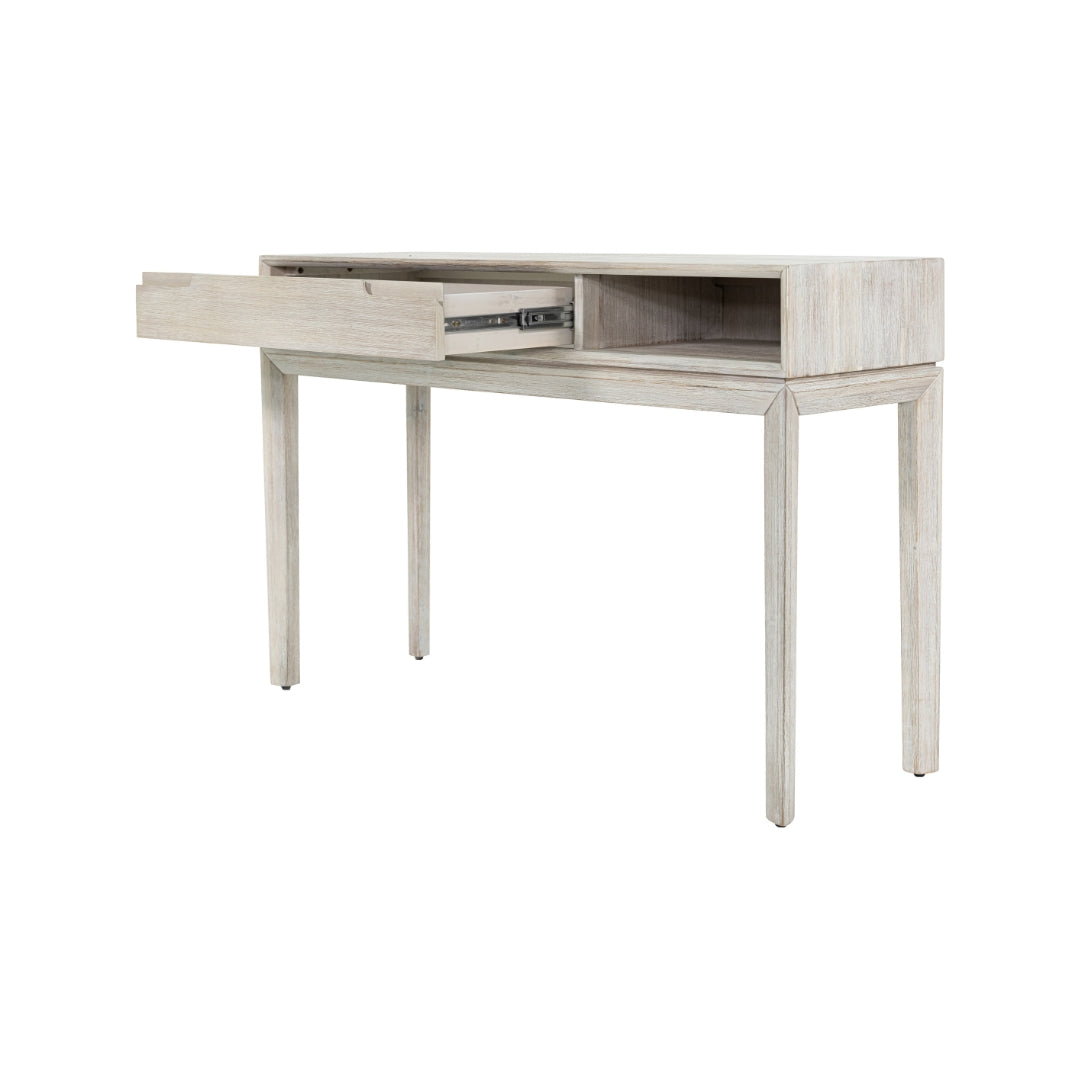 Gio White Sand Acacia Wood 1 Drawer Console Table