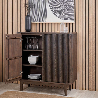 Raie Dark Brown Pine Wood Sideboard
