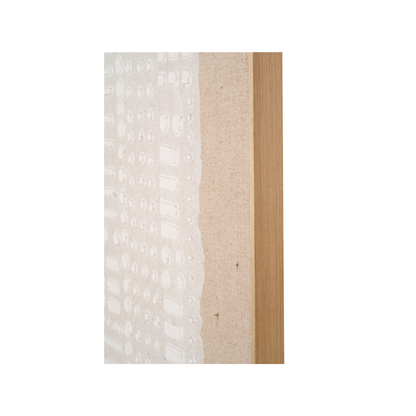 White and Natural Abstract Design Linen Canvas with Elm Effect Frame