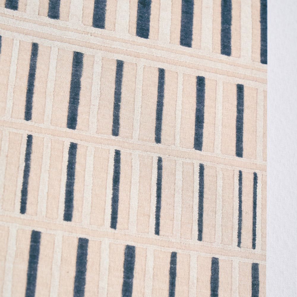 Canvas Natural with Black Stripe Pattern and Black Frame