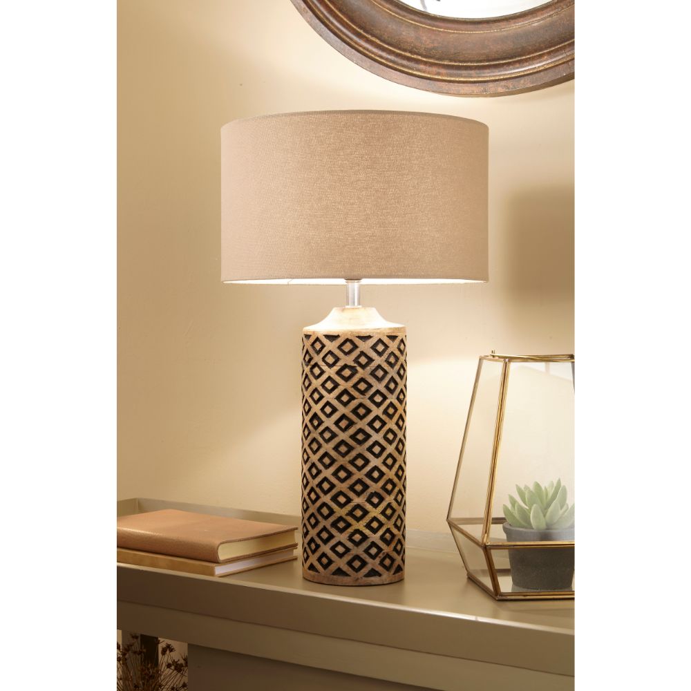Orissa Wooden Tall Diamond Table Lamp