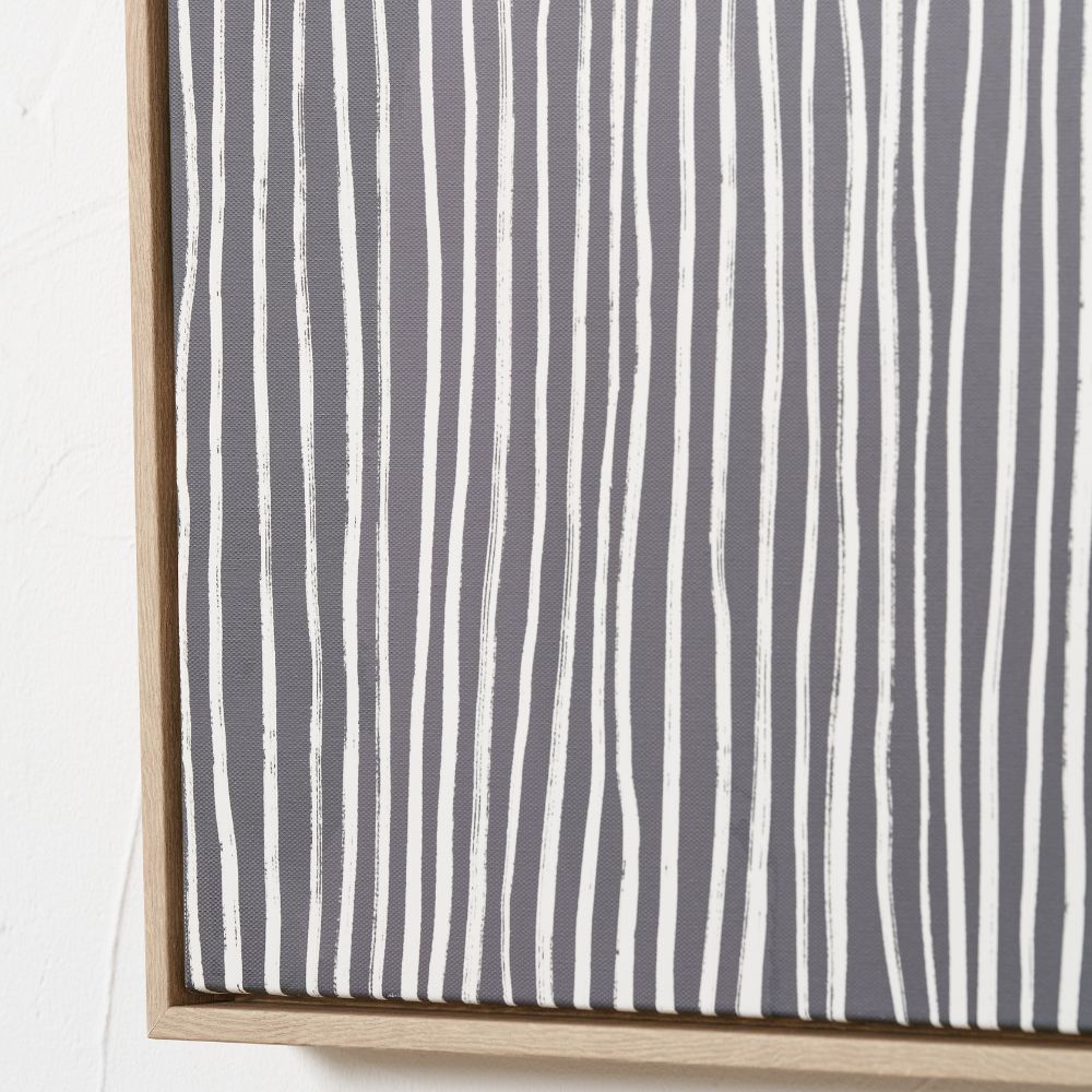 Abstract Canvas Black and Cream with Natural Frame