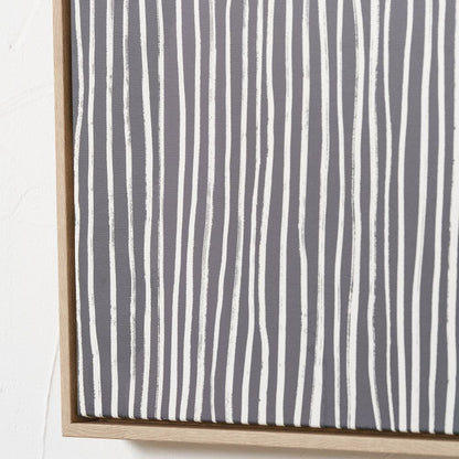 Abstract Canvas Black and Cream with Natural Frame
