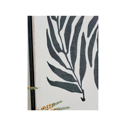Canvases Black Leaf Print with Black Frames (Set of 2)