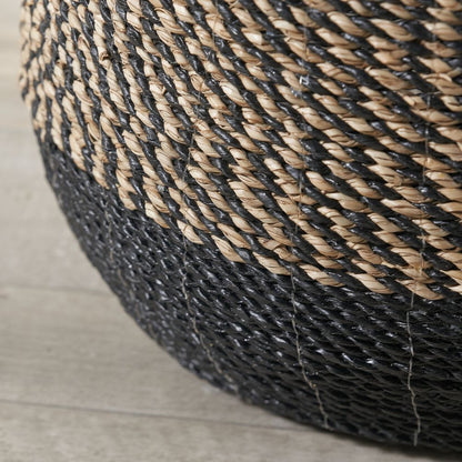 Seagrass Natural and Black Round Handled Baskets (Set of 2)