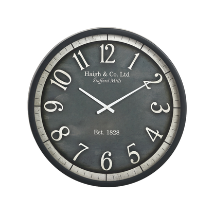 Black Wood Effect Black Faced Round Wall Clock