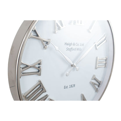 Metal Silver and White Face Round Wall Clock