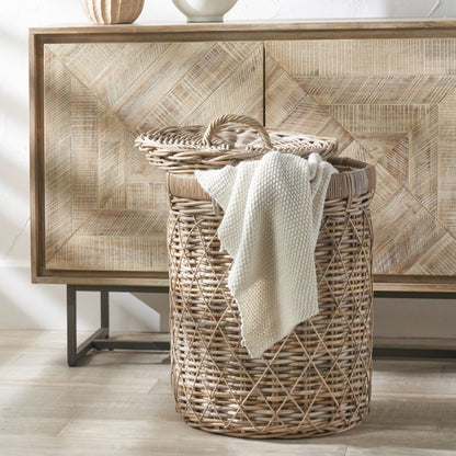 Rattan Brown Round Linen Basket