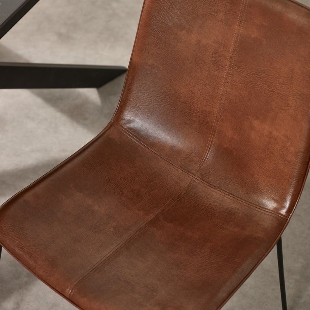 Joren Tan Brown PU Leather Dining Chair (Set of 2)