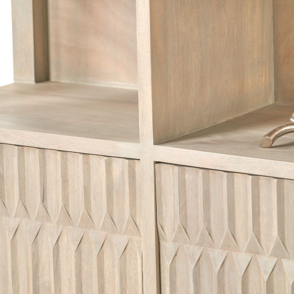 Khao Mango Wood 2 Door 6 Niche Shelf Unit