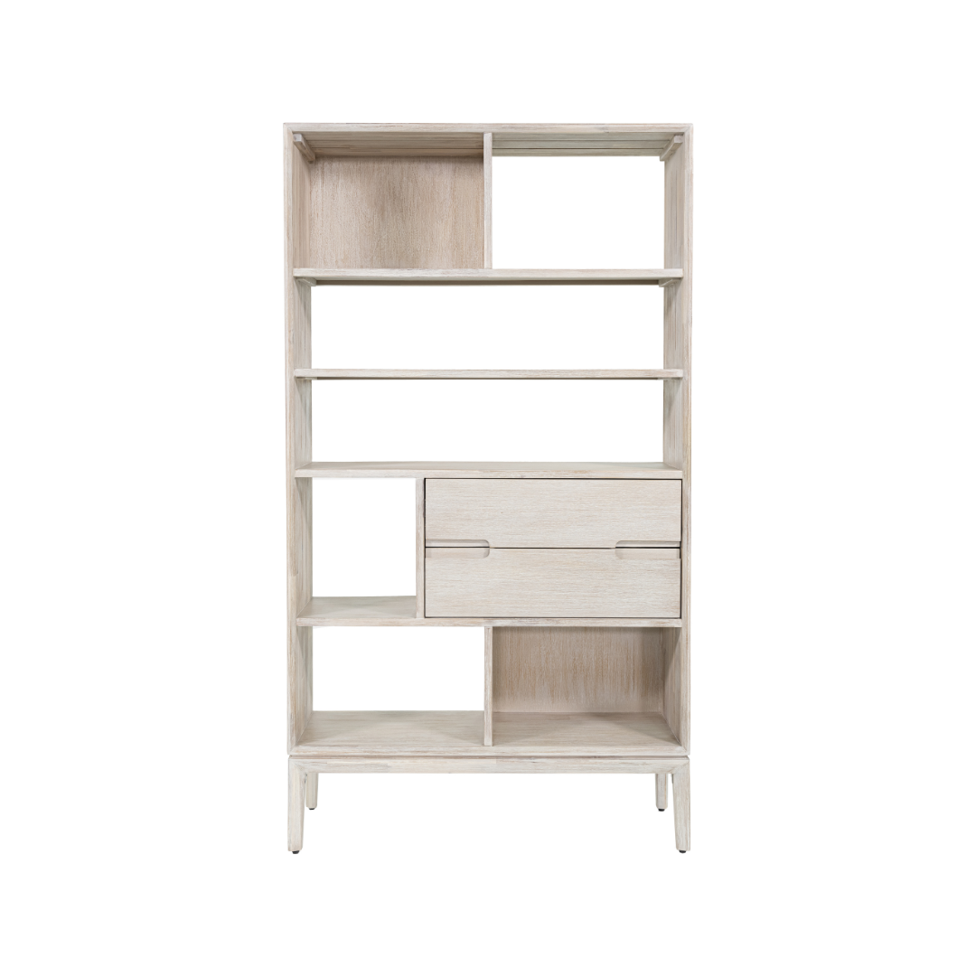 Gio White Sand Acacia Wood Shelf Unit