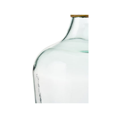 Clear Recycled Medium Bottle Vase With A Raffia Wrapped Neck