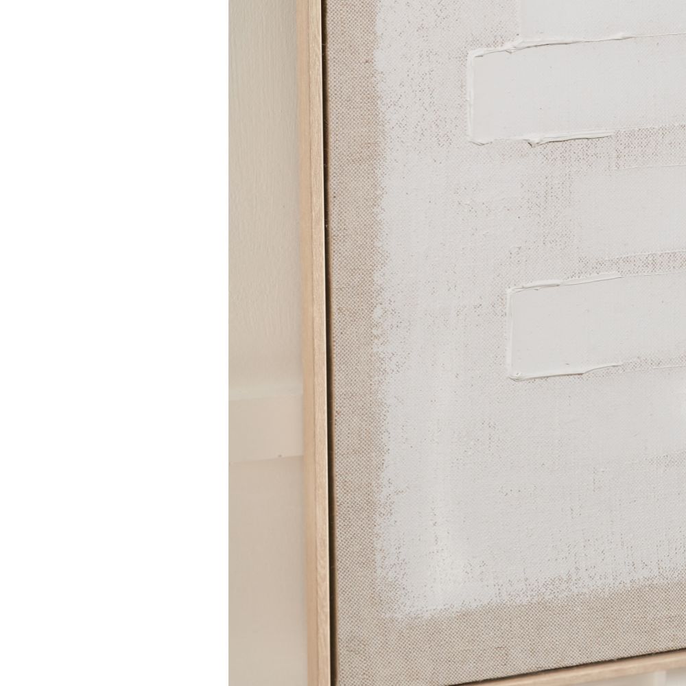 Textured Canvas White and Natural with Natural Frame