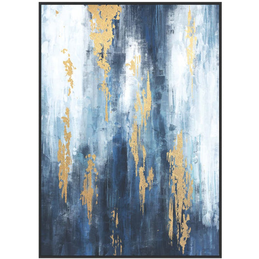 Urbanite  Canvas Blue Distressed Foiled Framed Wall Art